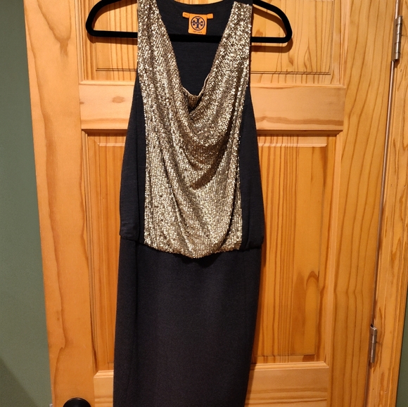 Tory Burch Idaline Racerback Dress in Gold Sequins Size S - Picture 1 of 5